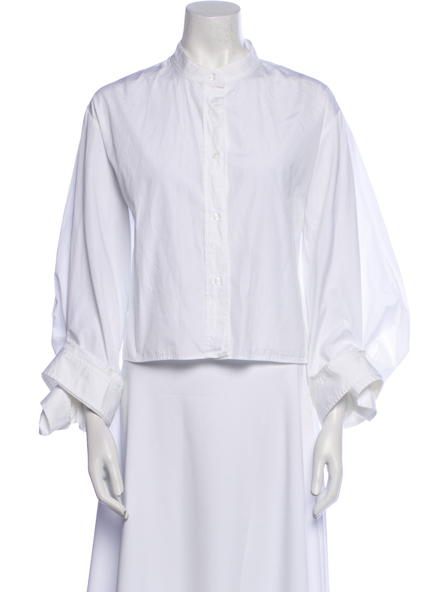 TWP Mock Neck Long Sleeve Button-Up Top