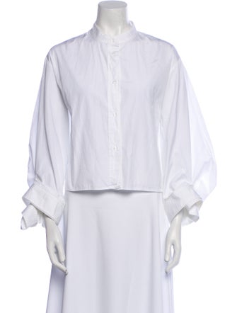 TWP Mock Neck Long Sleeve Button-Up Top