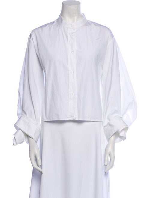 TWP Mock Neck Long Sleeve Button-Up Top