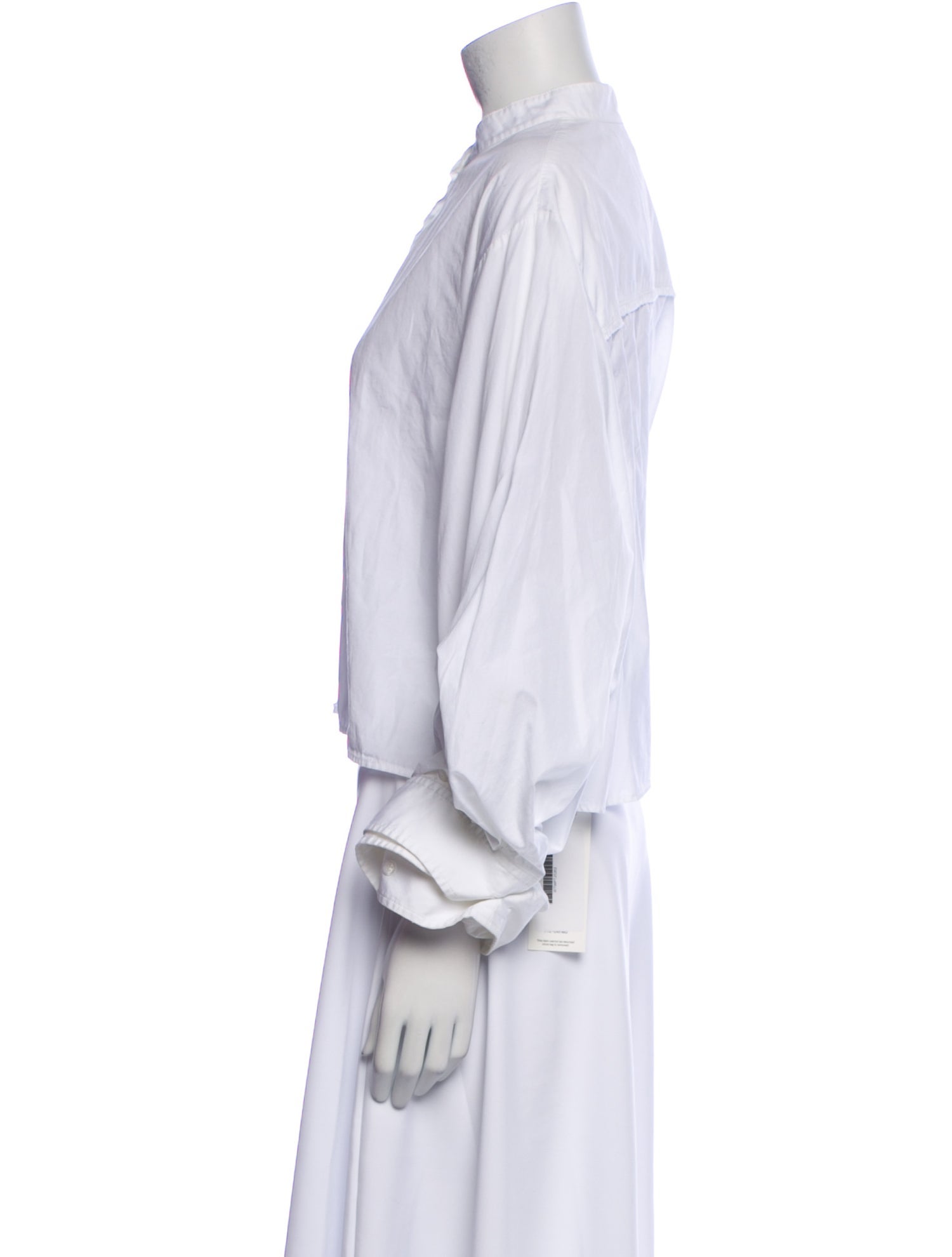 TWP Mock Neck Long Sleeve Button-Up Top