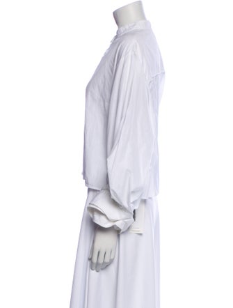 TWP Mock Neck Long Sleeve Button-Up Top