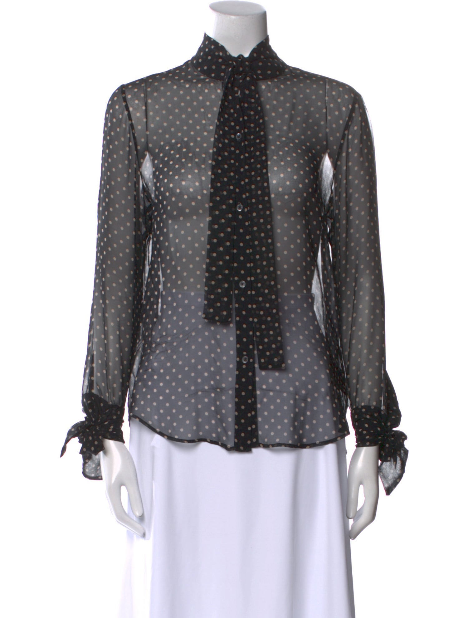 TWP Silk Polka Dot Print Button-Up Top