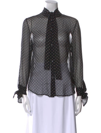 TWP Silk Polka Dot Print Button-Up Top