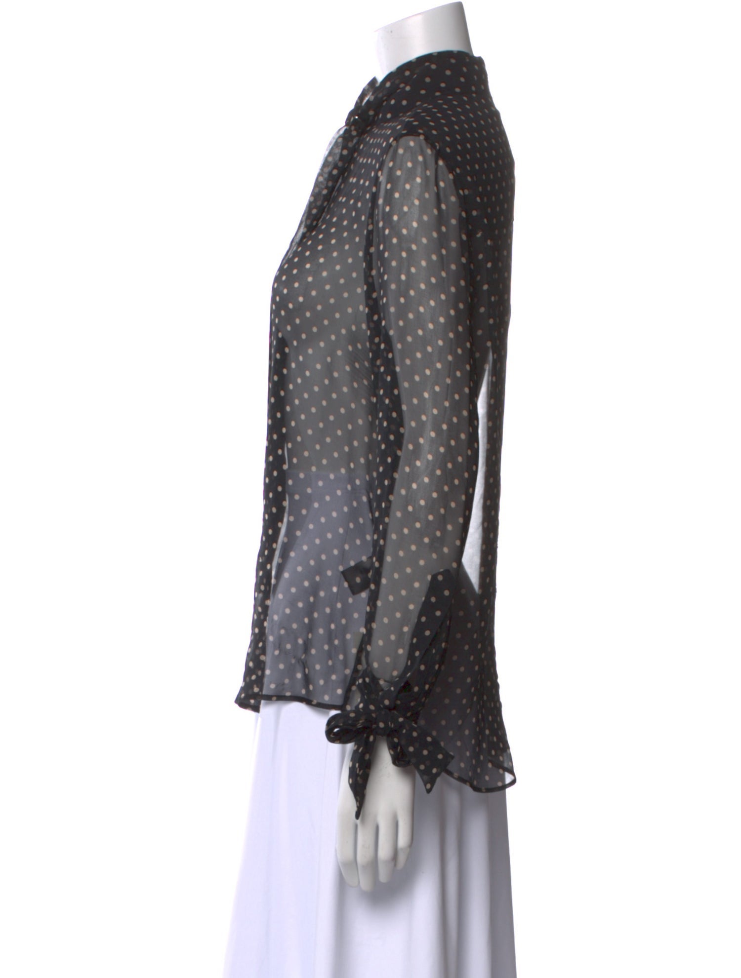 TWP Silk Polka Dot Print Button-Up Top