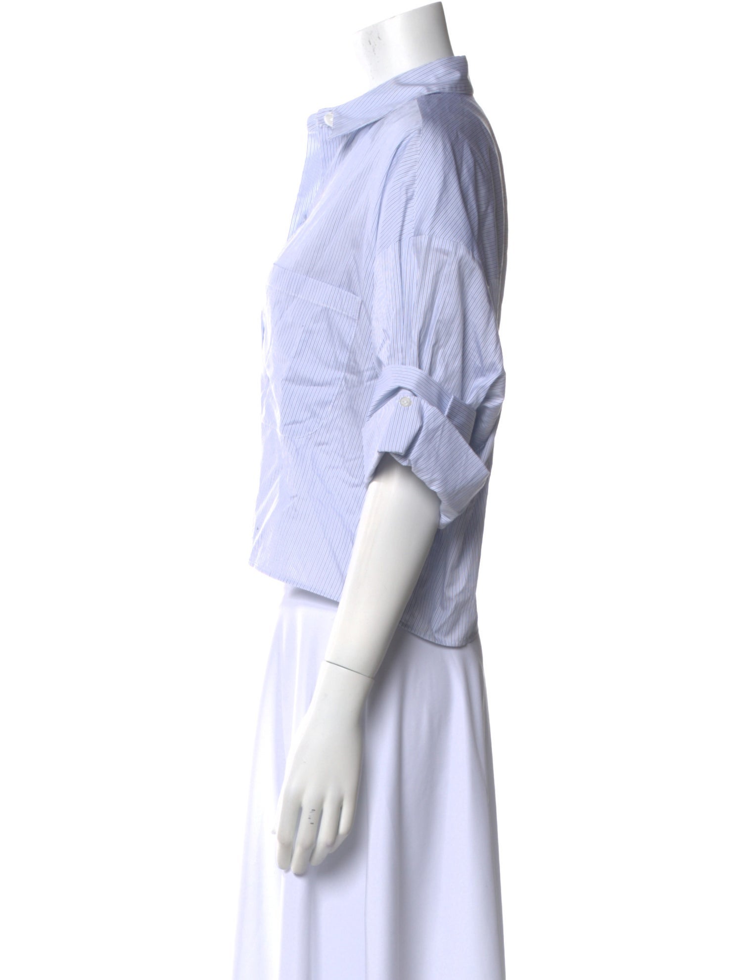 TWP Striped Short Sleeve Button-Up Top