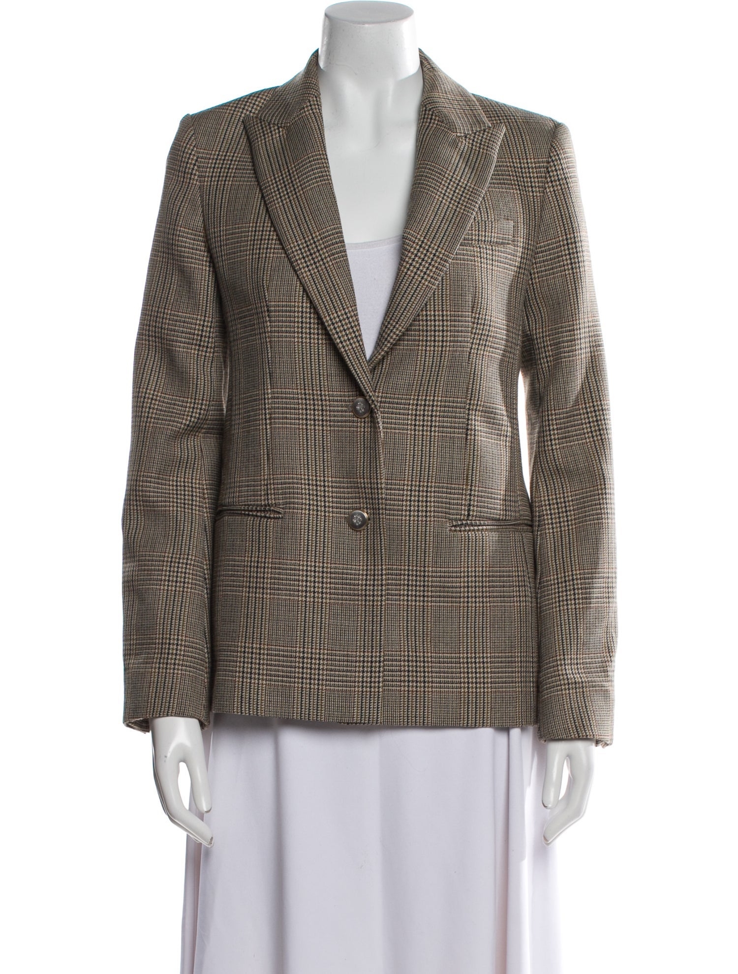 TWP Virgin Wool Plaid Print Blazer