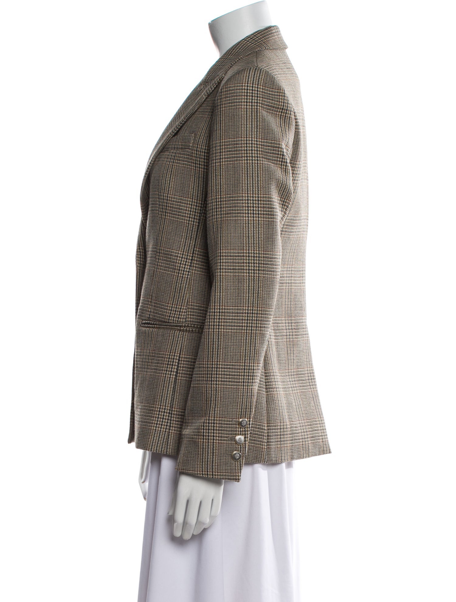 TWP Virgin Wool Plaid Print Blazer