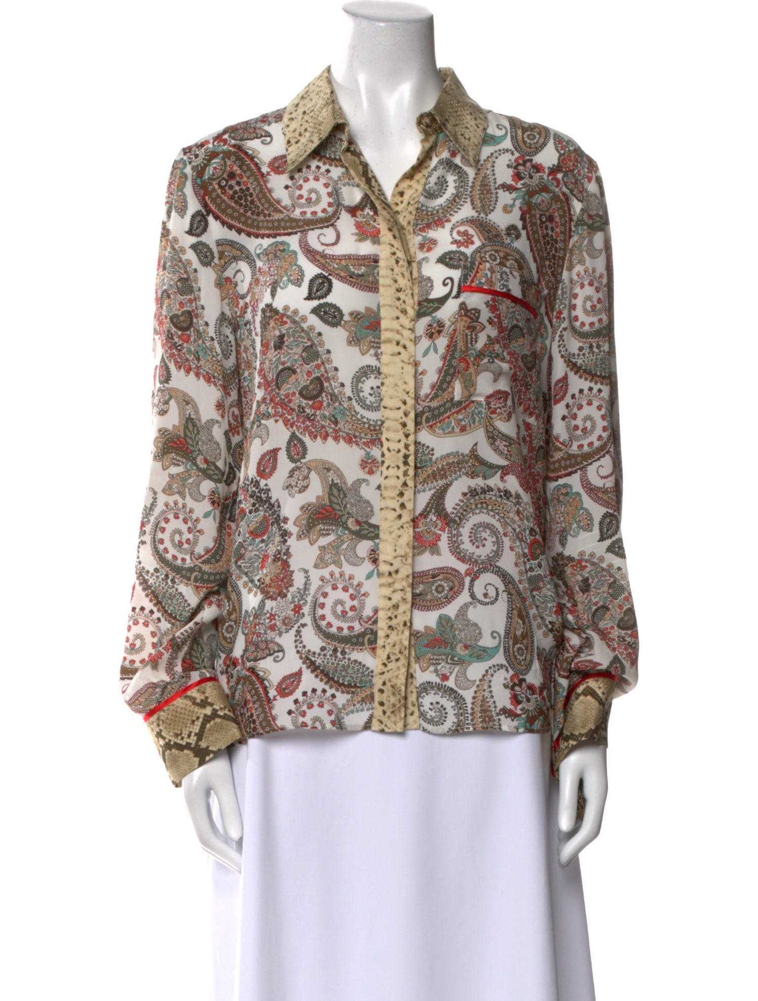 TWP Silk Printed Button-Up Top