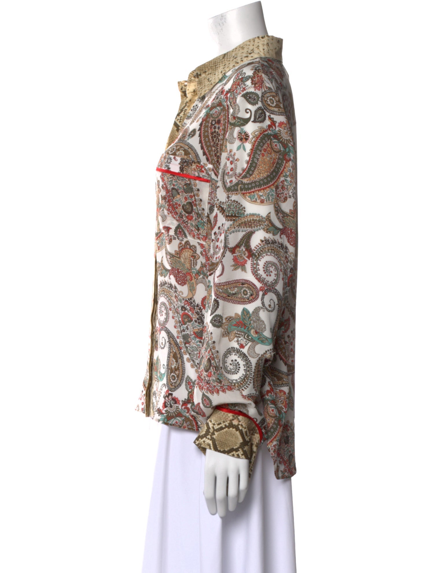 TWP Silk Printed Button-Up Top