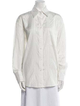 TWP Silk Striped Button-Up Top