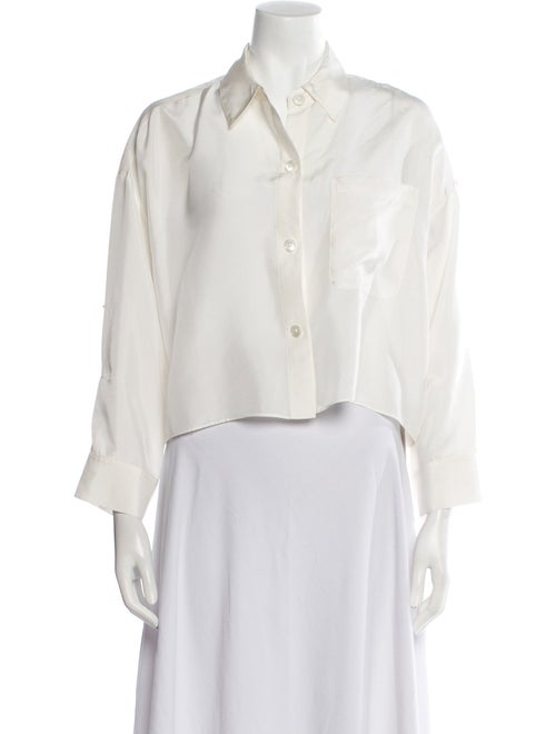 TWP Silk Three-Quarter Sleeve Button-Up Top