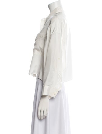 TWP Silk Three-Quarter Sleeve Button-Up Top