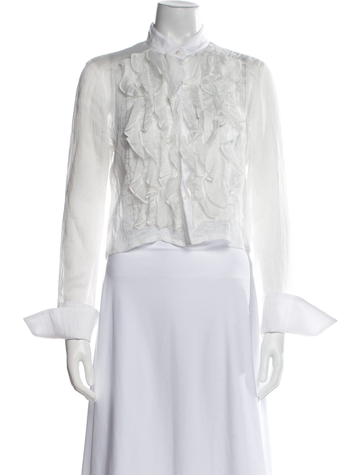 TWP Mock Neck Three-Quarter Sleeve Crop Top