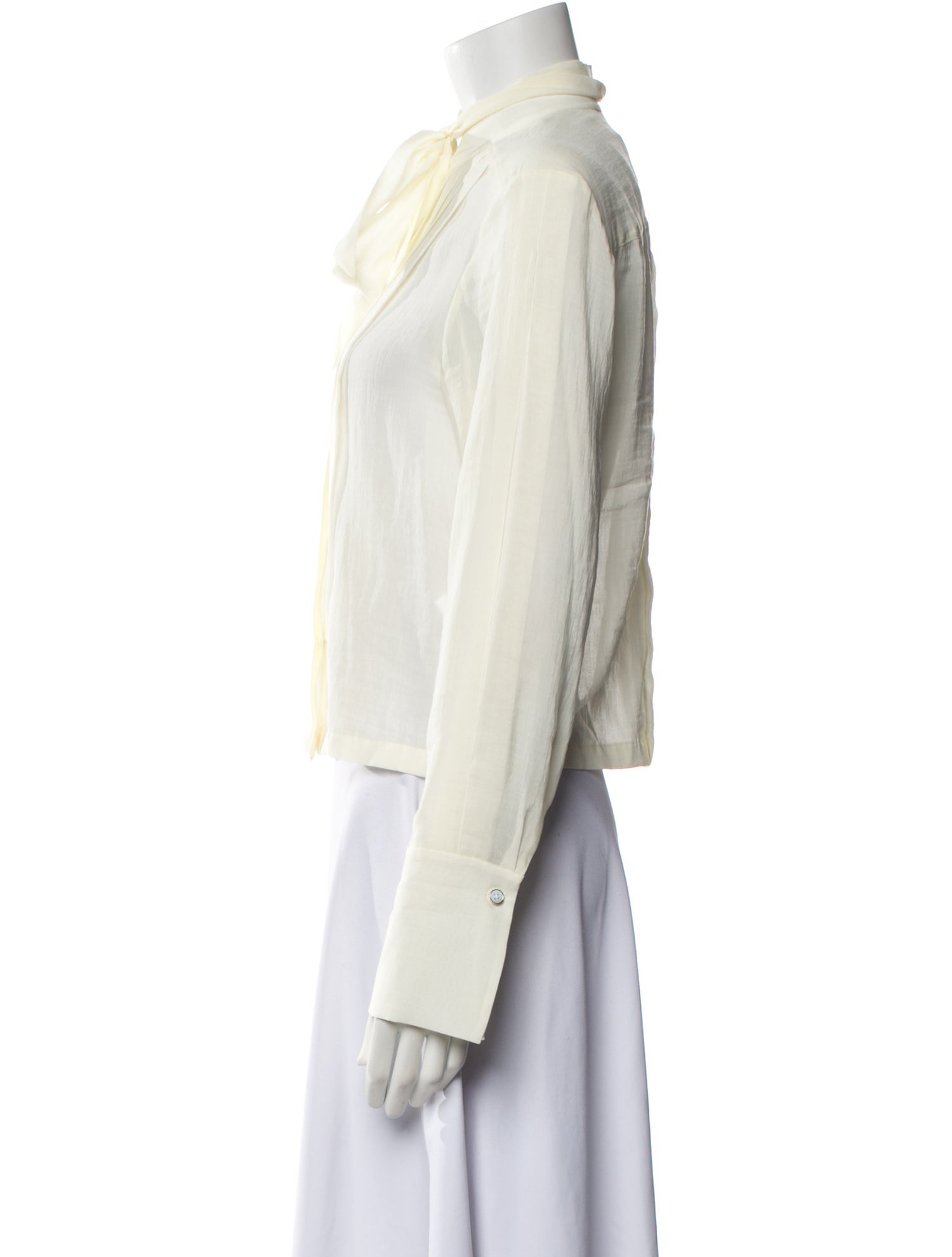 TWP Mock Neck Long Sleeve Button-Up Top