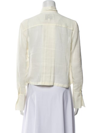 TWP Mock Neck Long Sleeve Button-Up Top