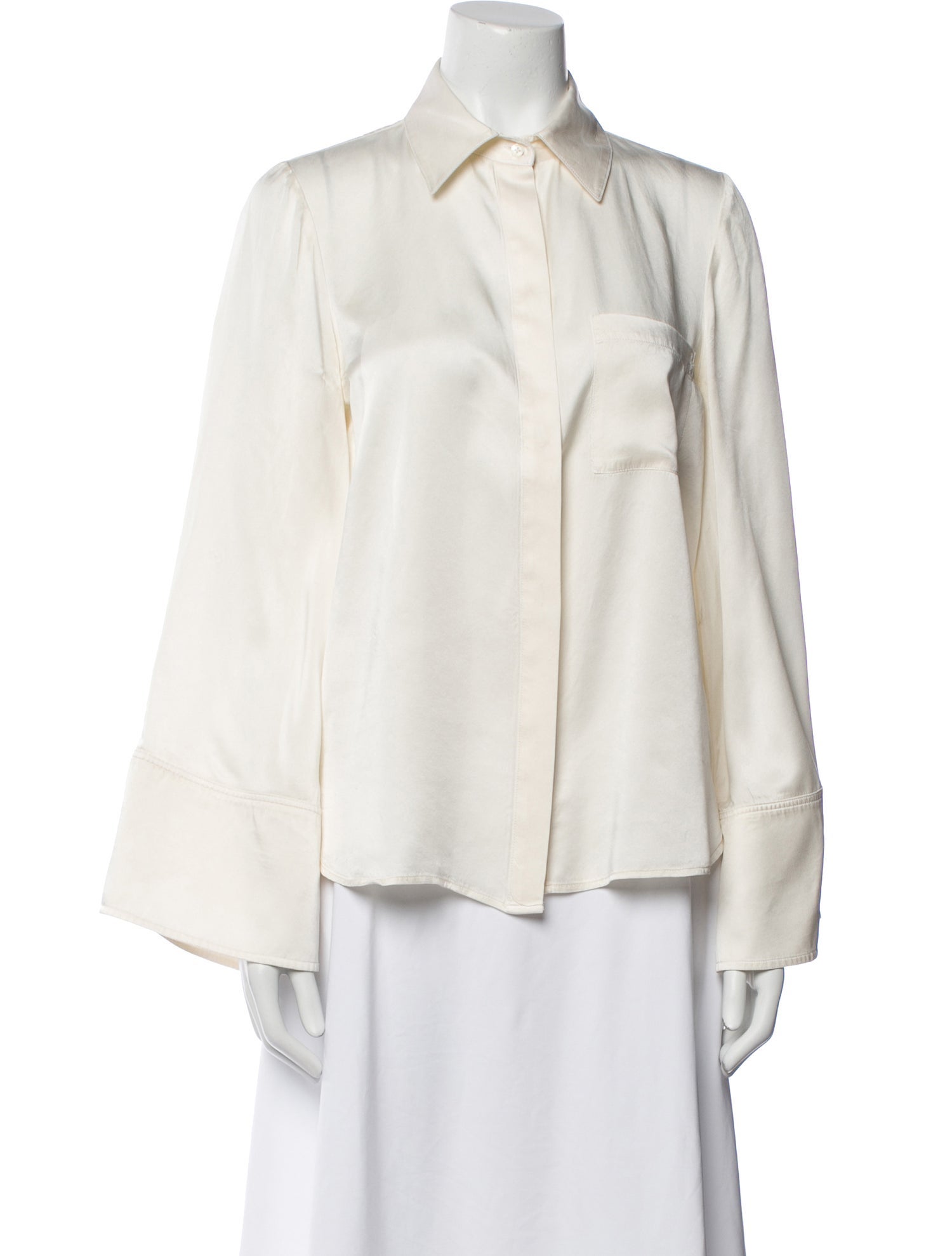 TWP Silk Long Sleeve Button-Up Top