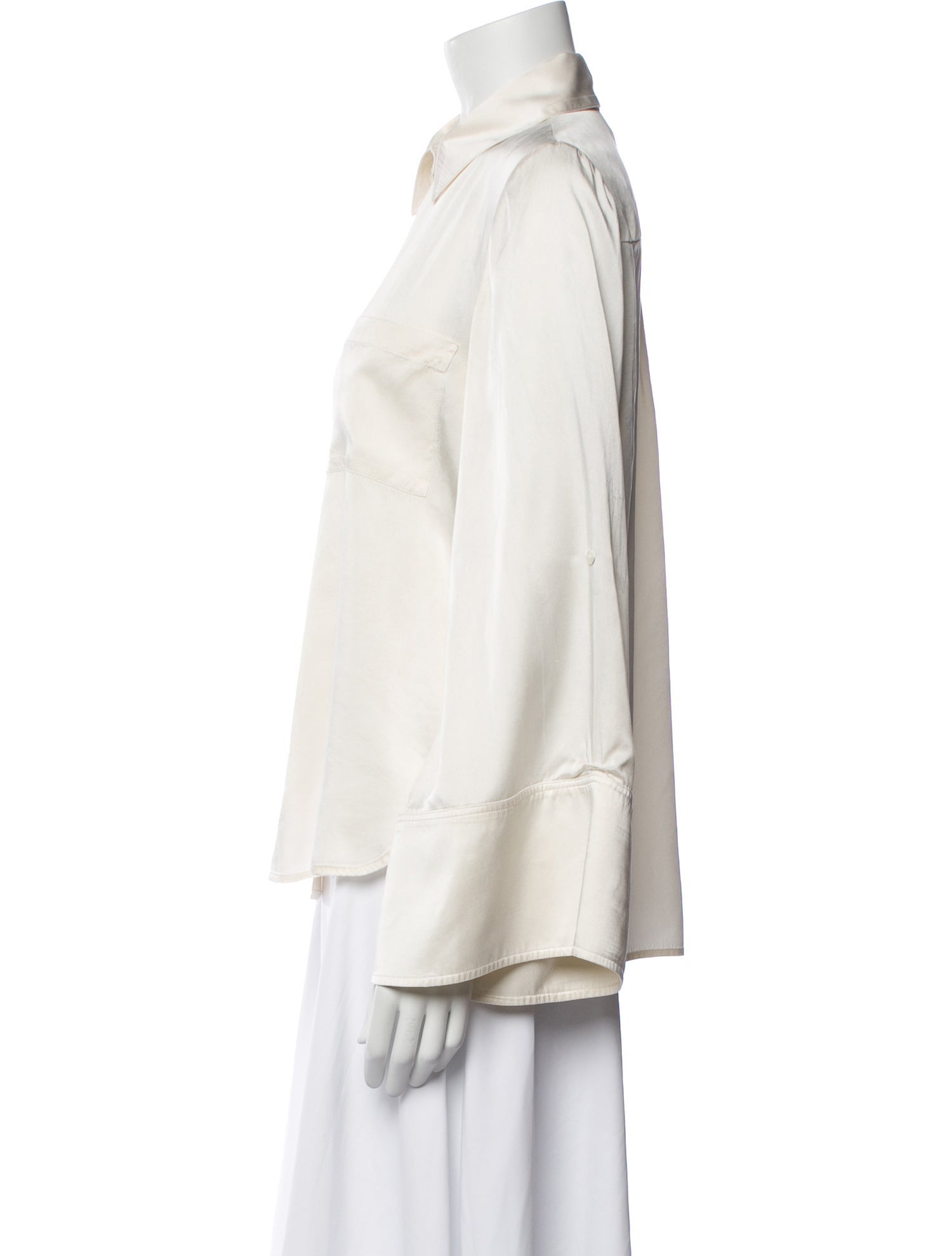 TWP Silk Long Sleeve Button-Up Top