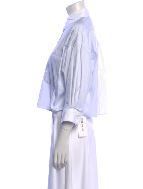 TWP Striped Three-Quarter Sleeve Button-Up Top