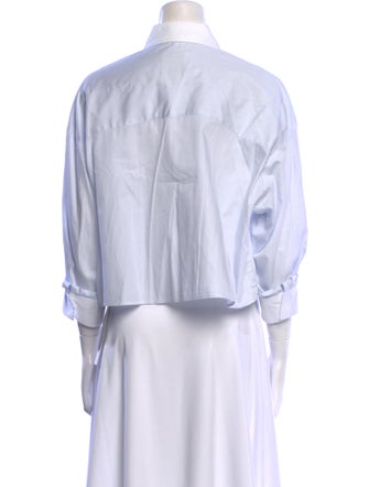 TWP Striped Three-Quarter Sleeve Button-Up Top