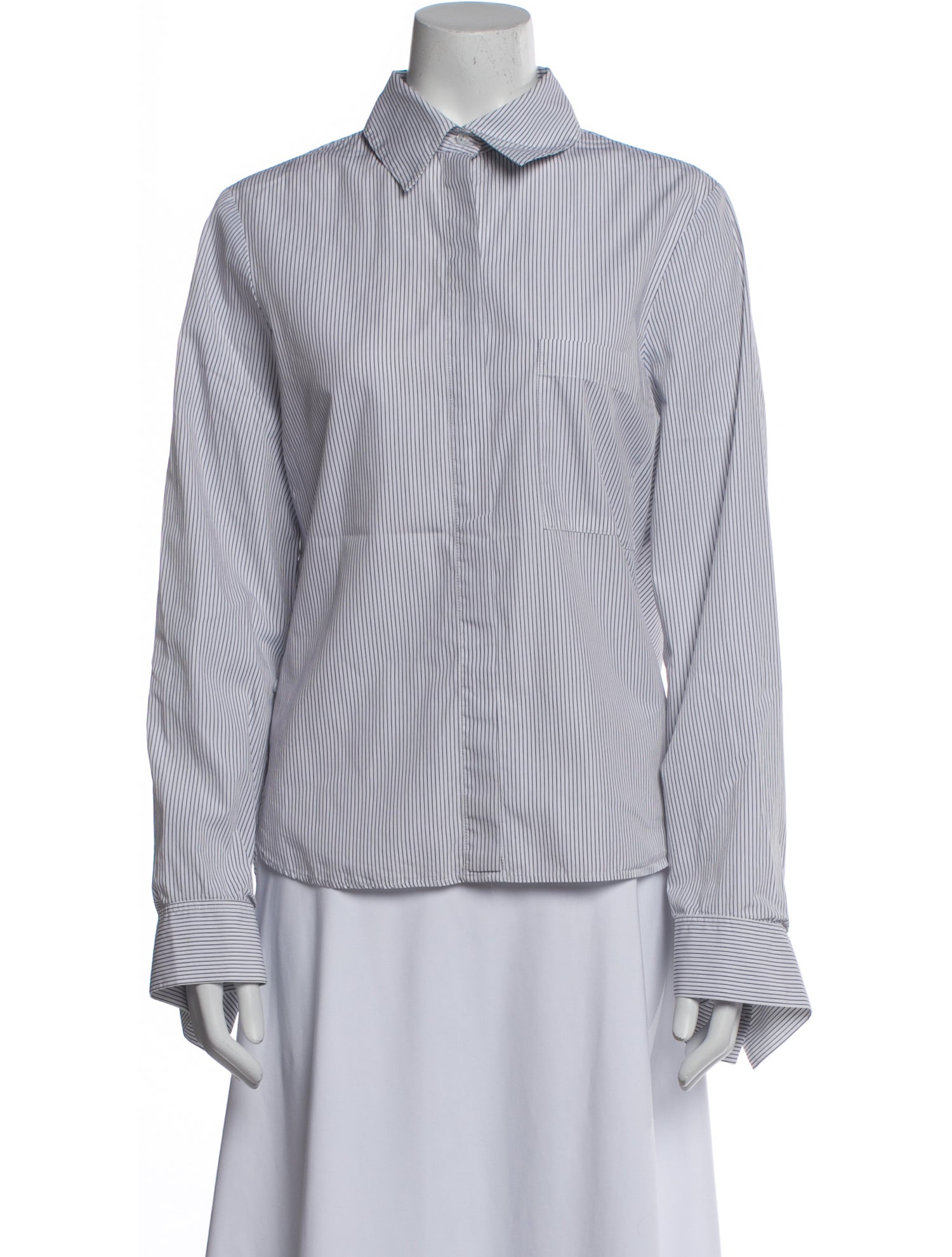 TWP Striped Long Sleeve Button-Up Top