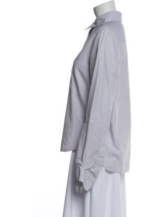 TWP Striped Long Sleeve Button-Up Top