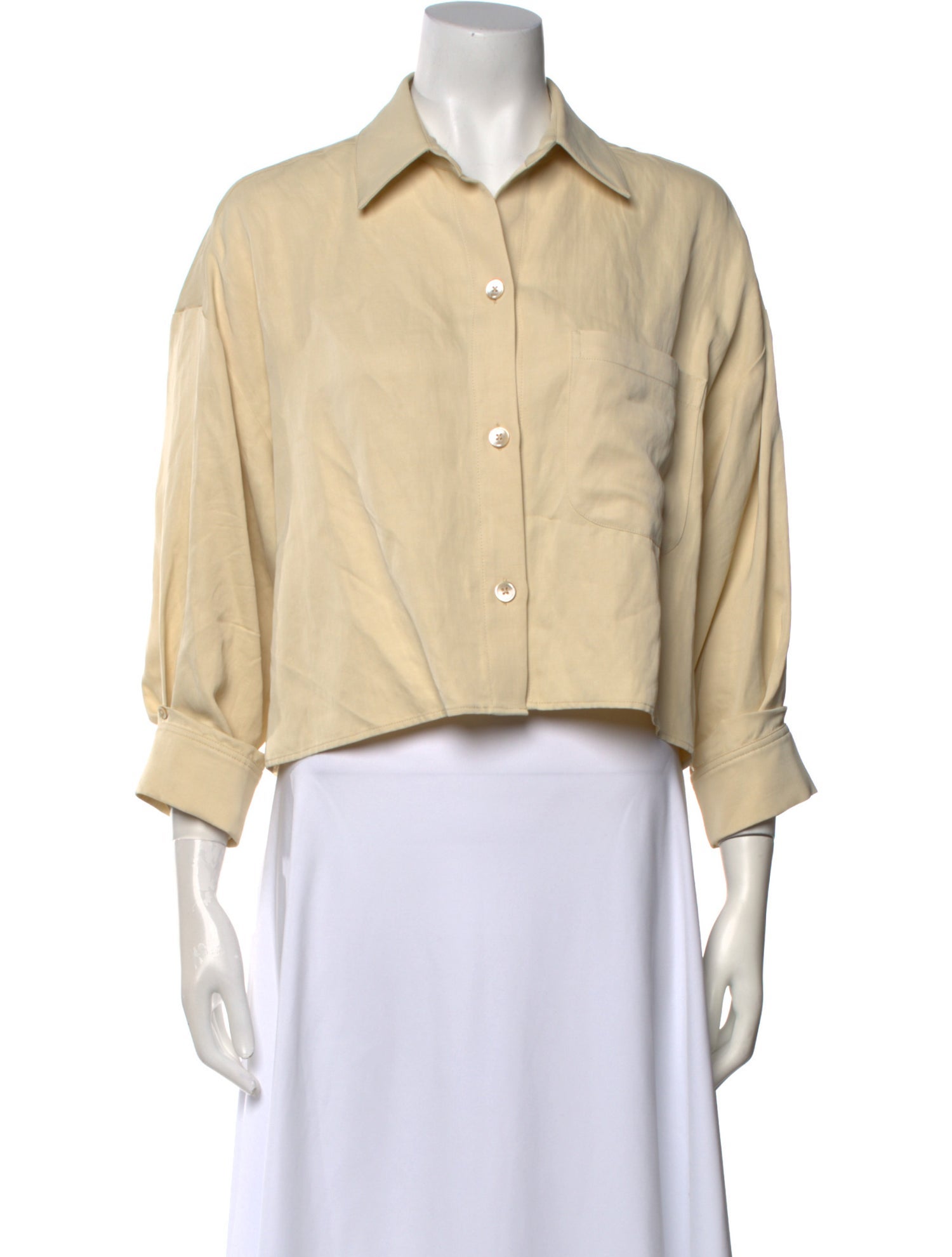 TWP Three-Quarter Sleeve Crop Top