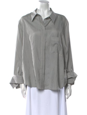 TWP Silk Striped Button-Up Top