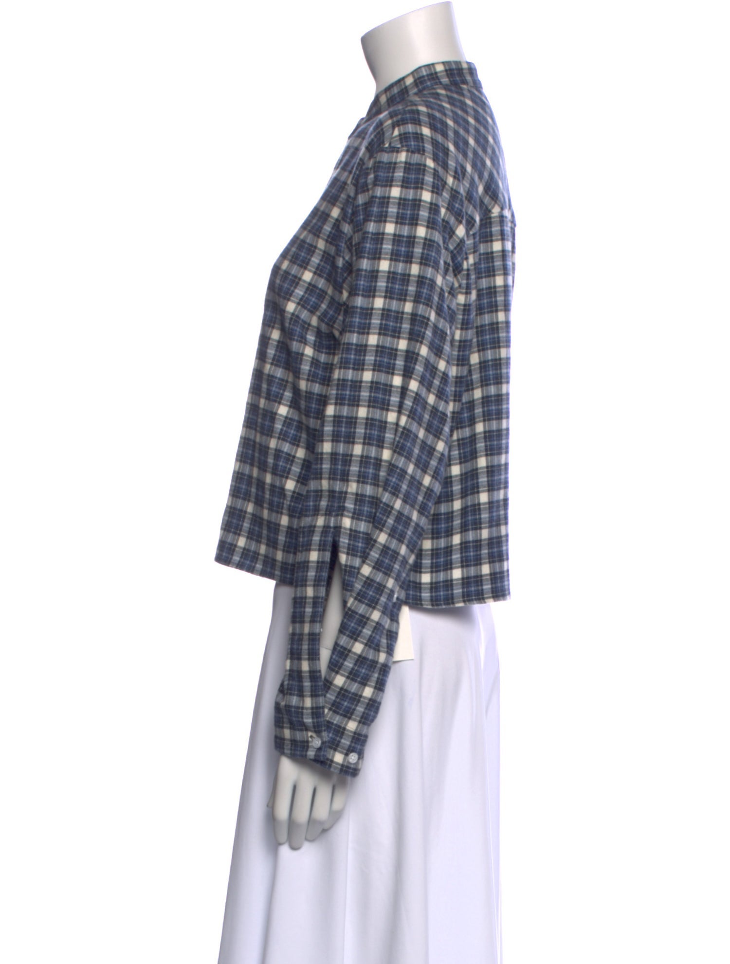 TWP Plaid Print Long Sleeve Button-Up Top