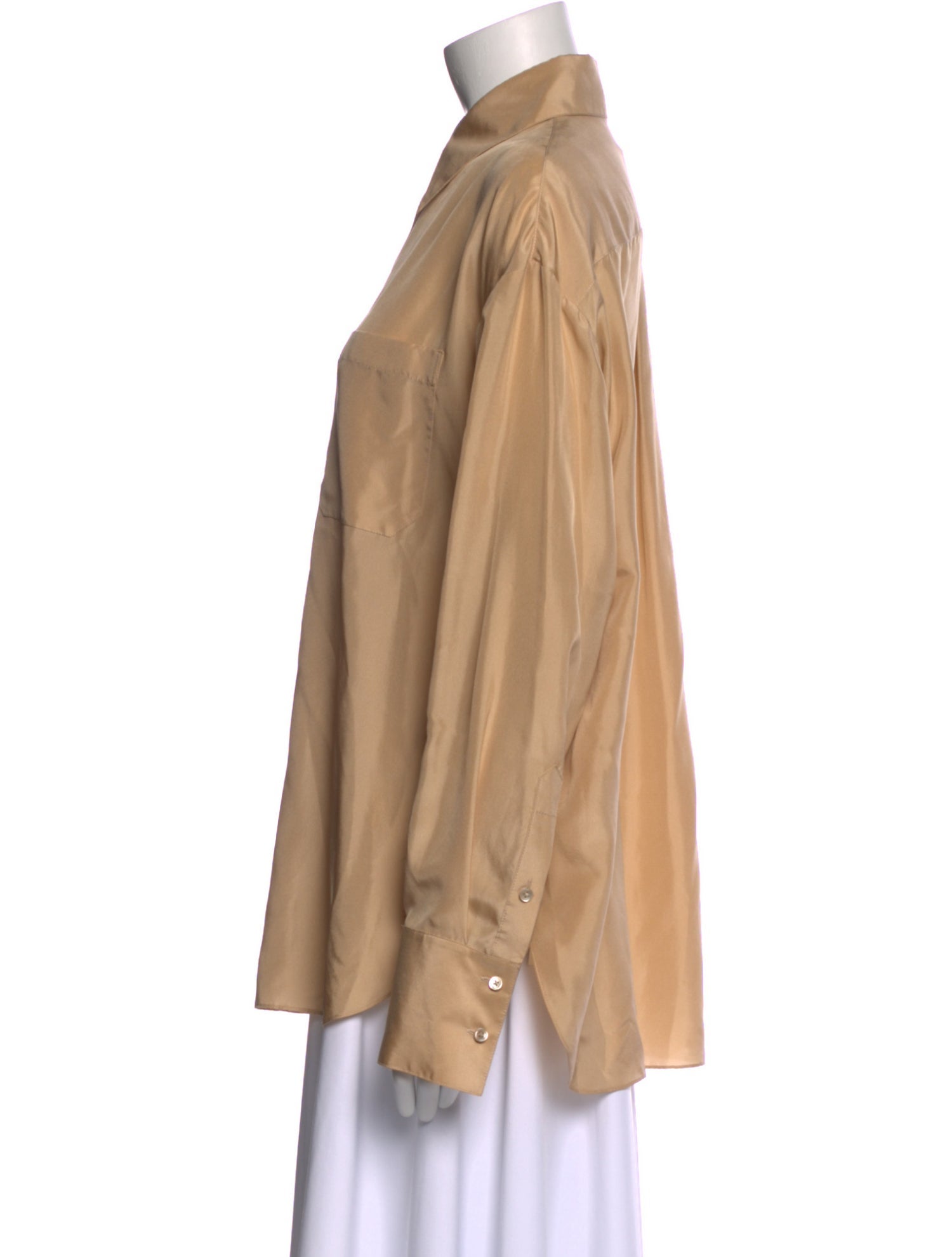 TWP Silk Long Sleeve Button-Up Top