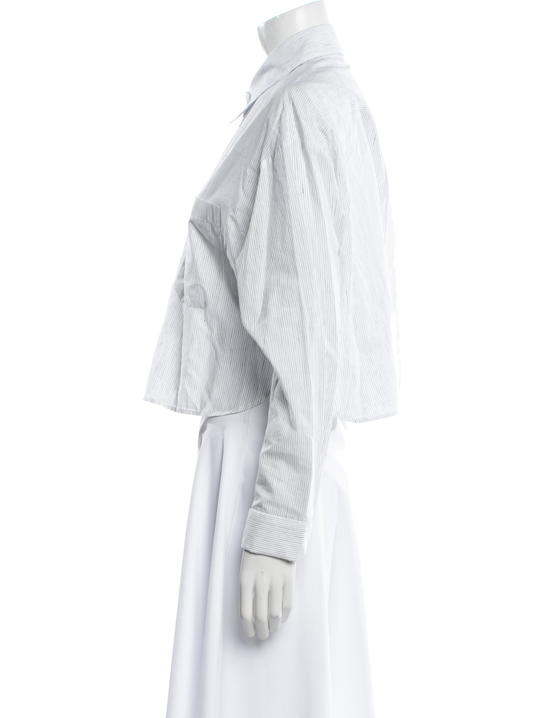 TWP Striped Long Sleeve Button-Up Top