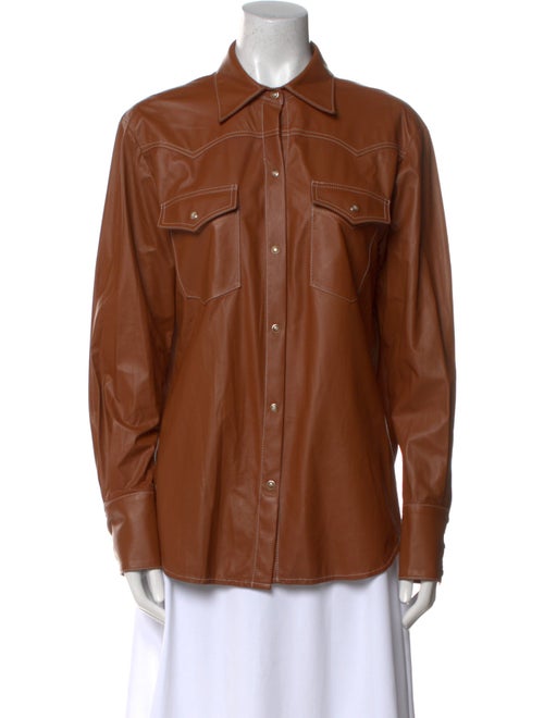 TWP Lambskin Long Sleeve Button-Up Top