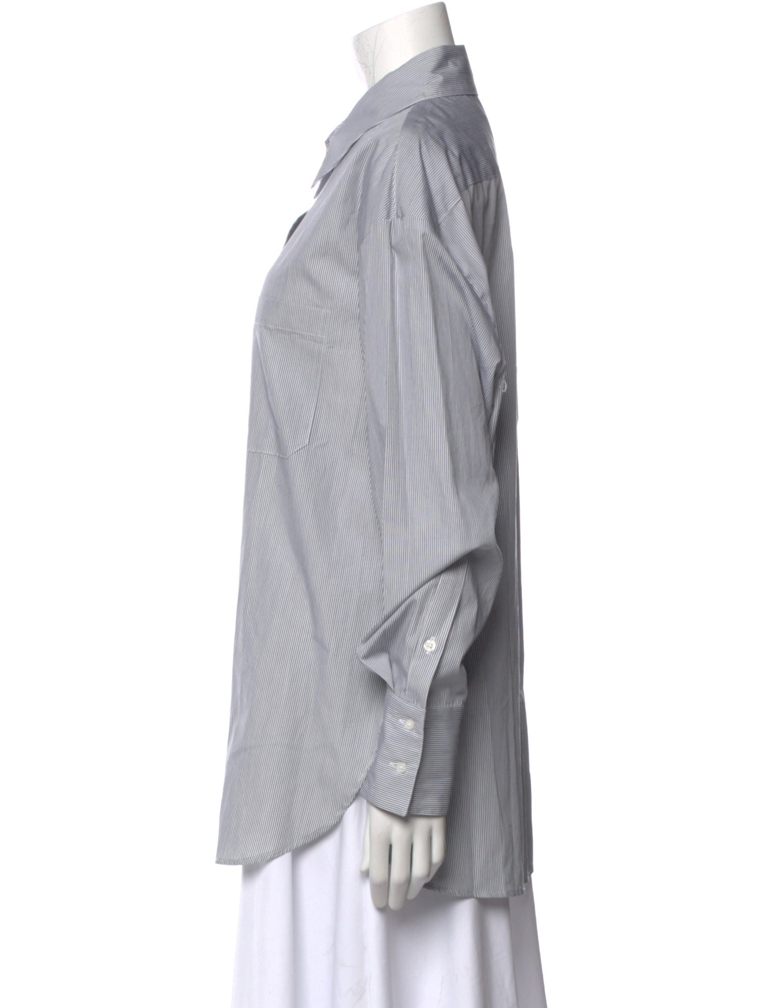 TWP Striped Long Sleeve Button-Up Top