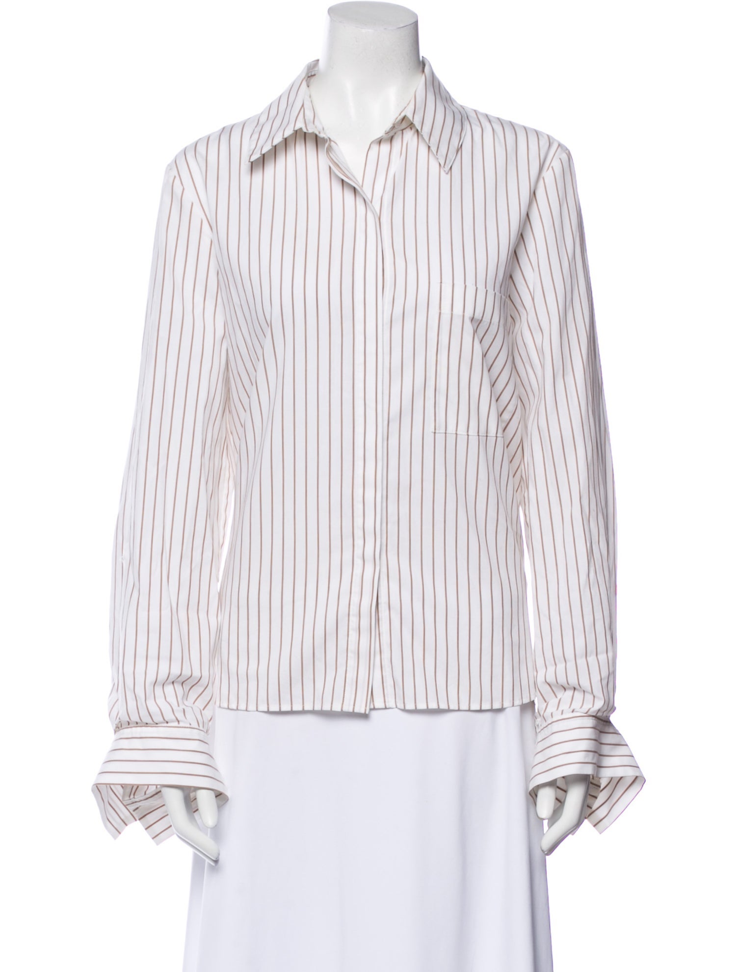 TWP Striped Long Sleeve Button-Up Top