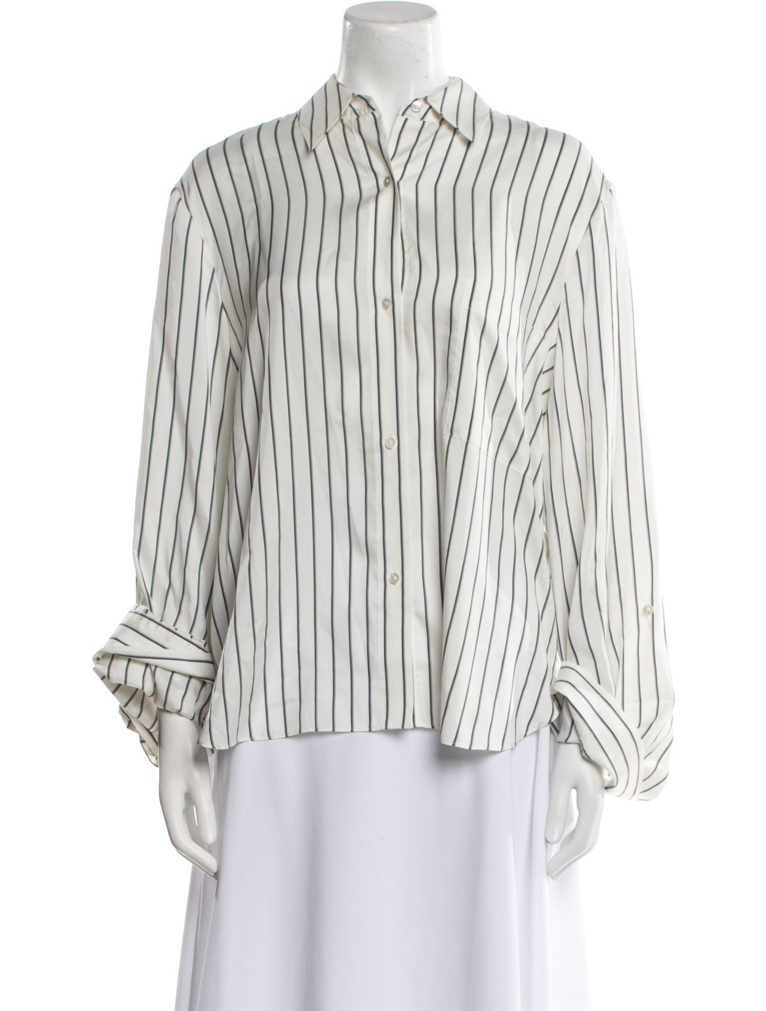 TWP Silk Striped Button-Up Top