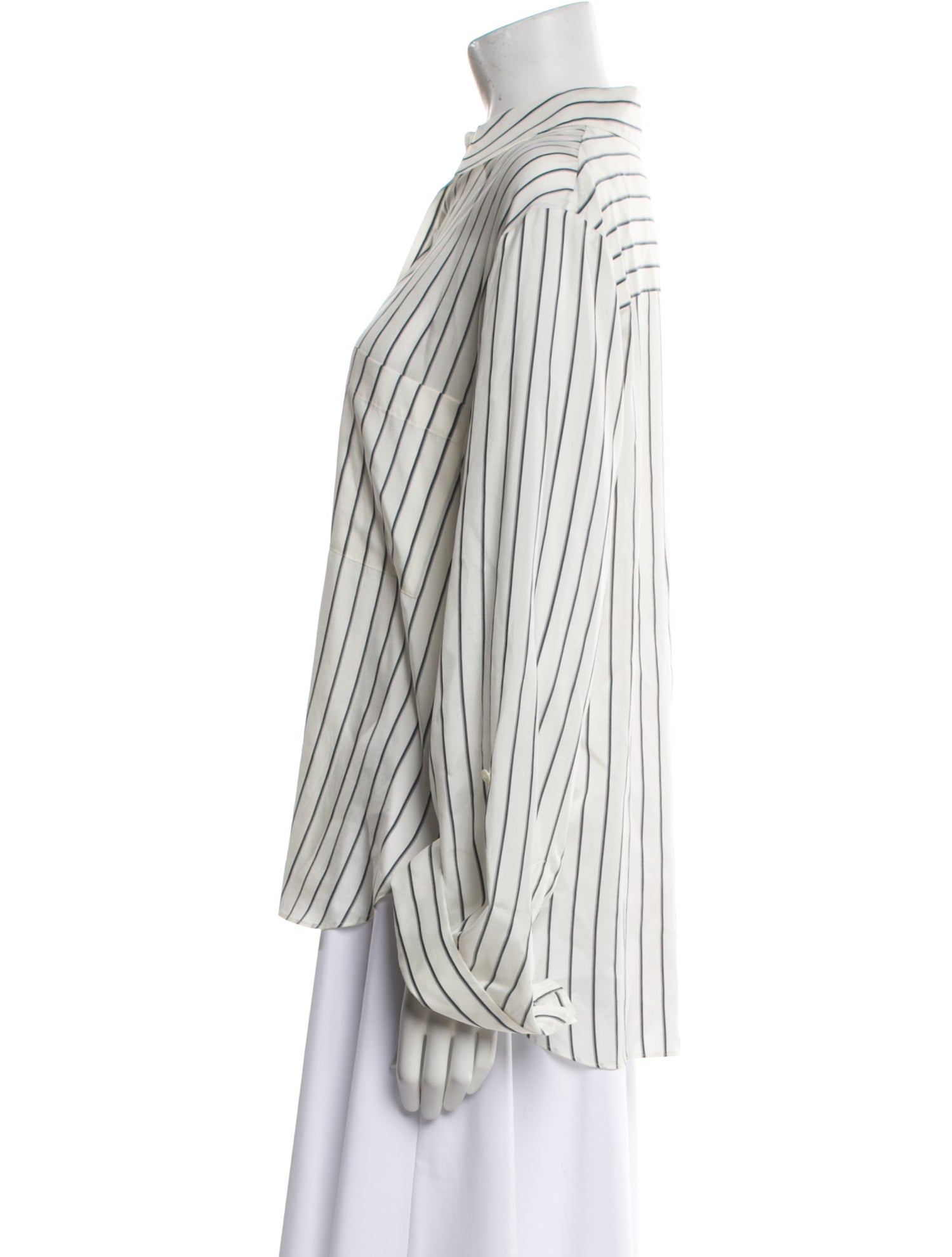 TWP Silk Striped Button-Up Top