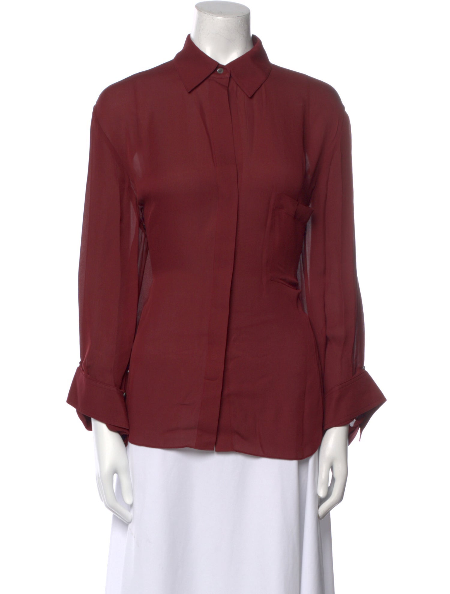 TWP Silk Three-Quarter Sleeve Button-Up Top