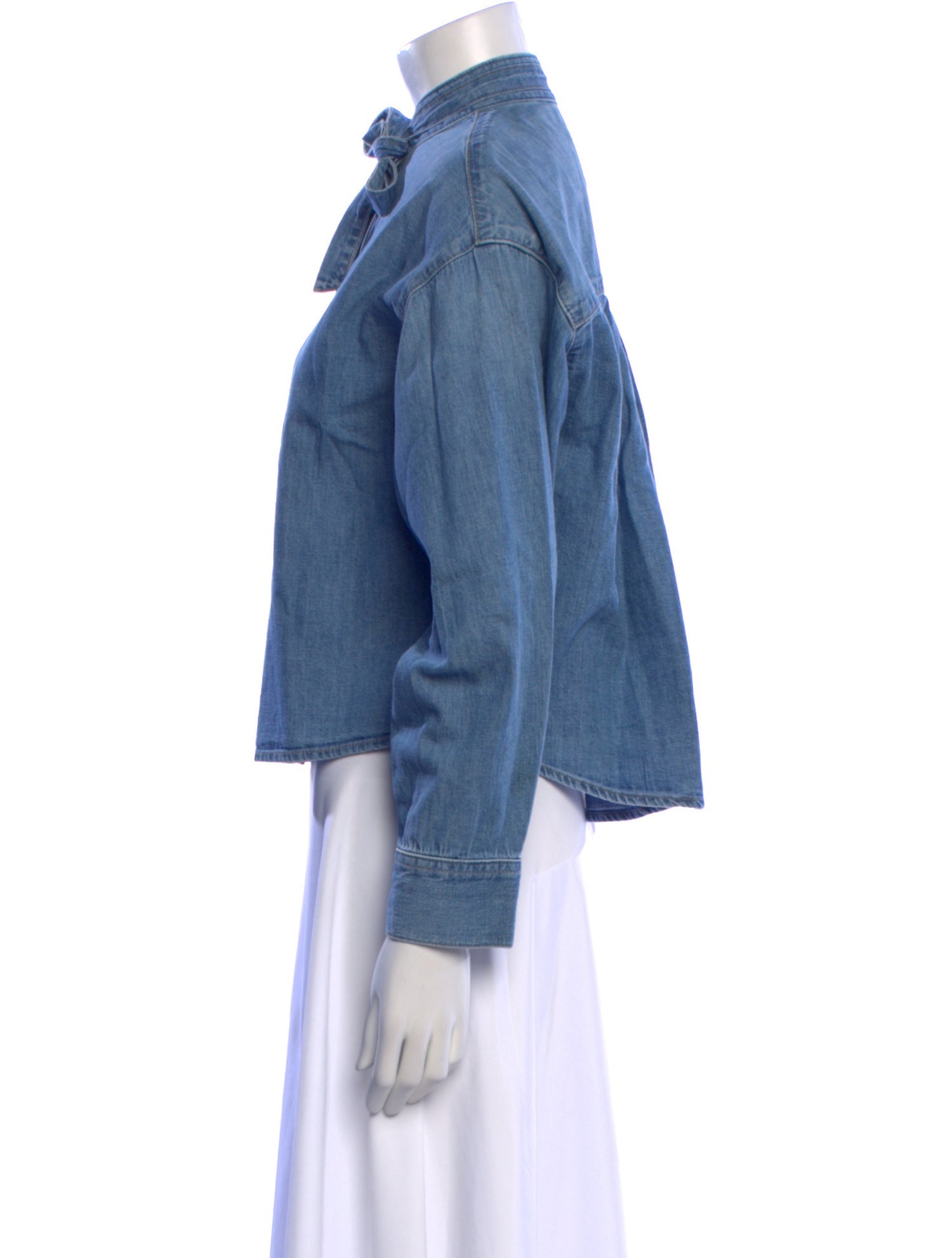 TWP Mock Neck Long Sleeve Button-Up Top