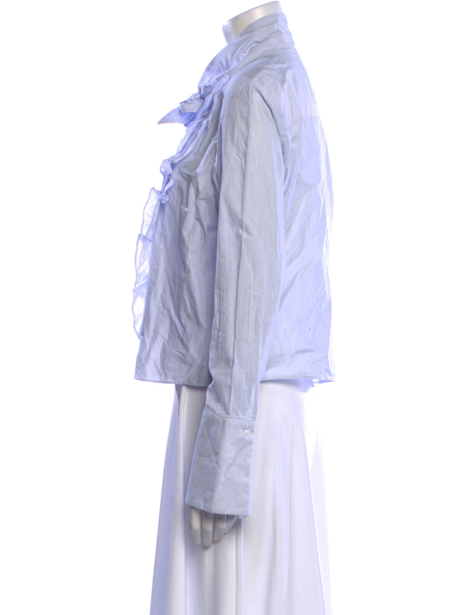 TWP Mock Neck Long Sleeve Button-Up Top