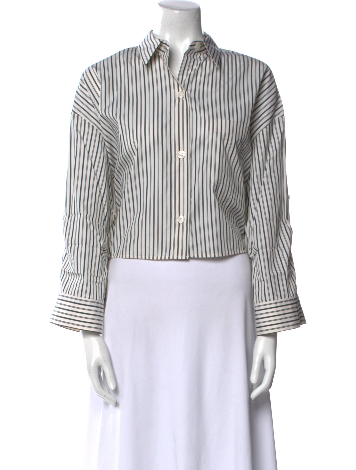 TWP Striped Long Sleeve Button-Up Top