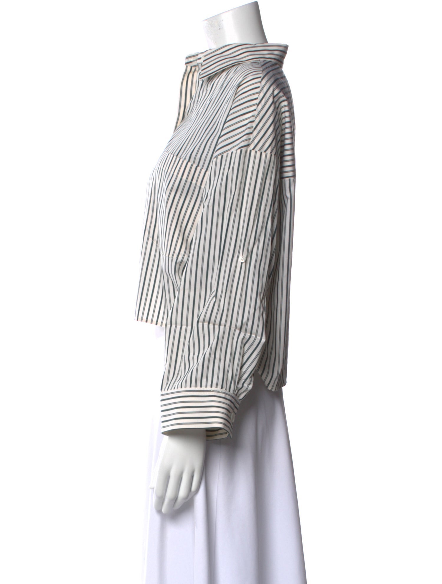 TWP Striped Long Sleeve Button-Up Top