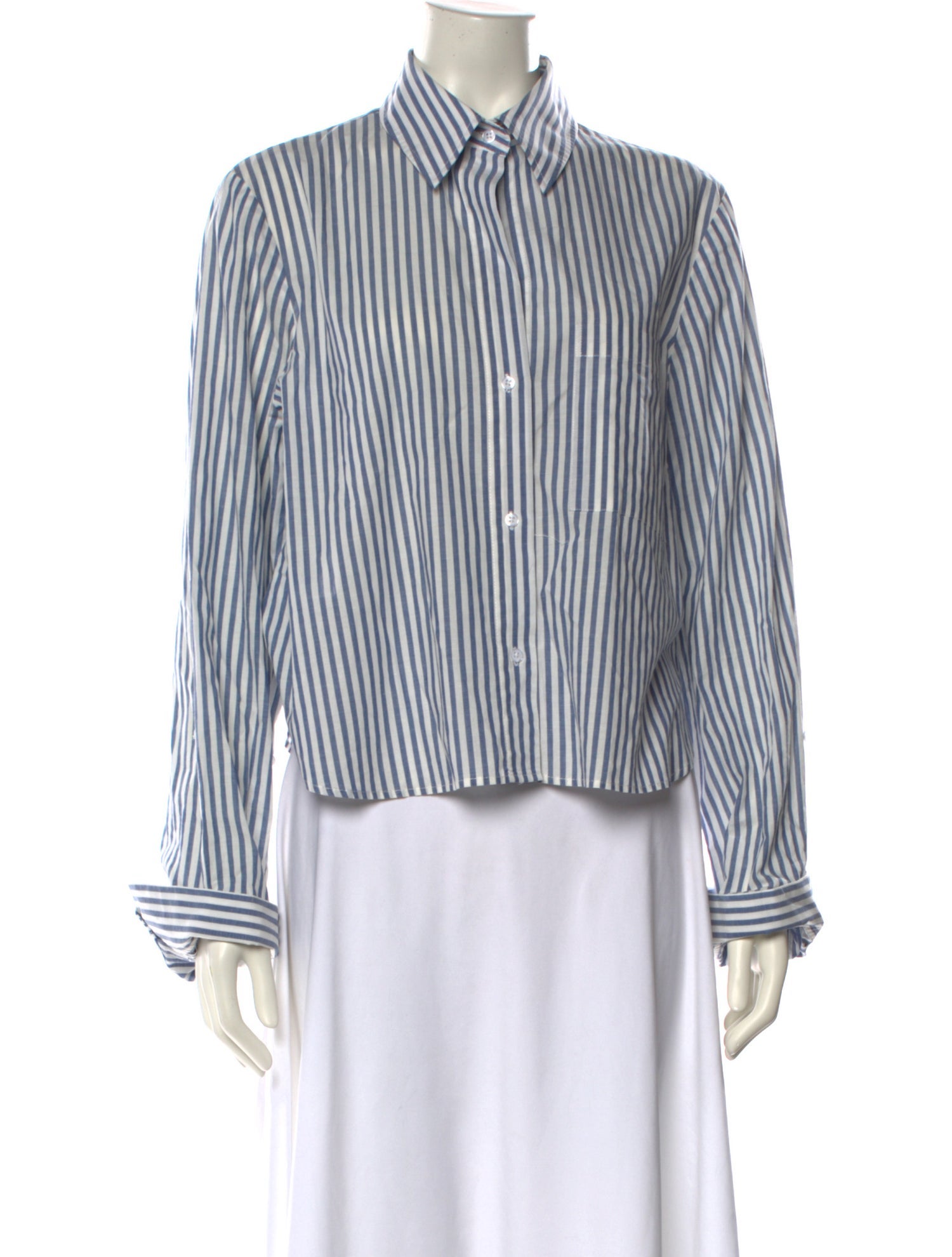 TWP Striped Long Sleeve Button-Up Top
