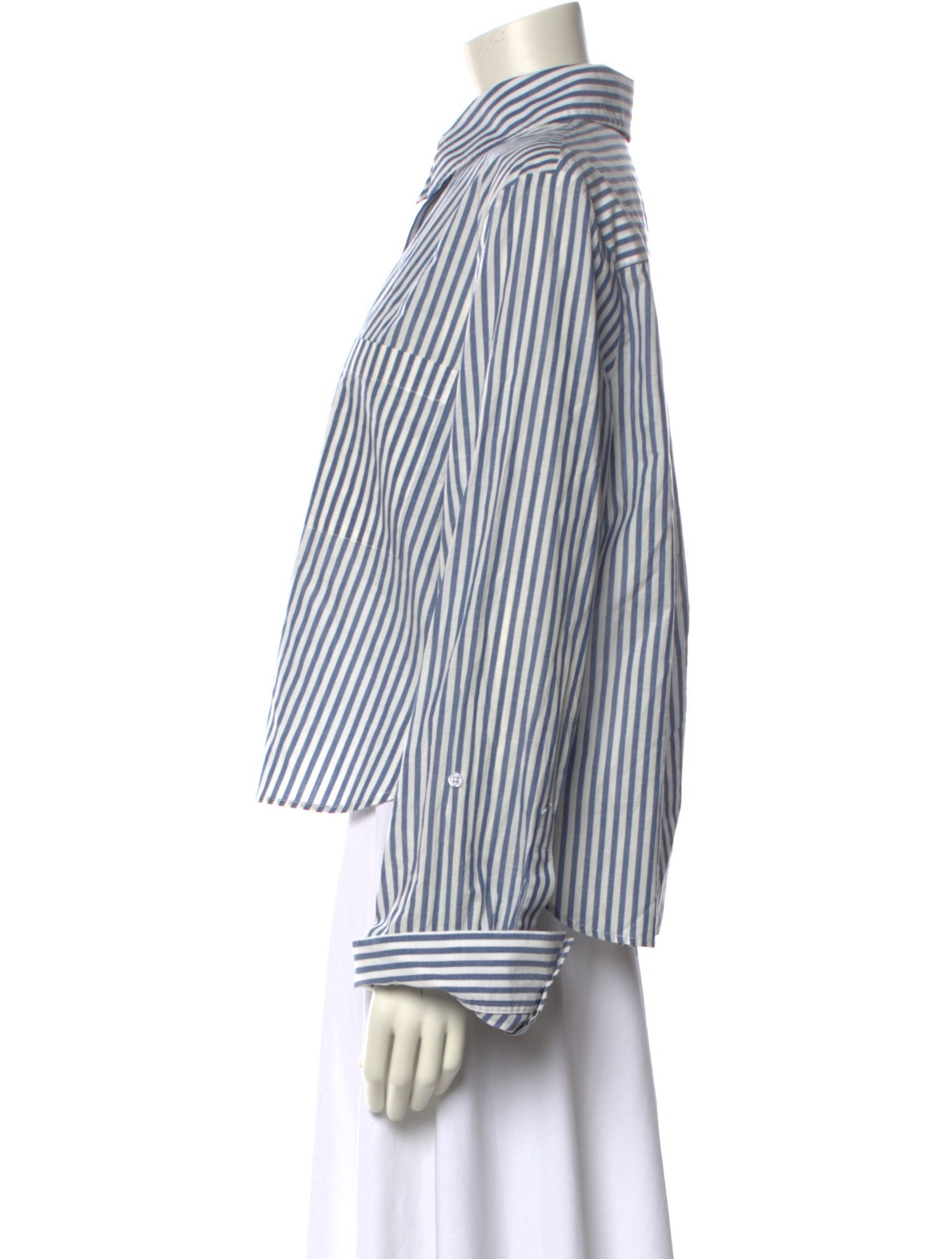 TWP Striped Long Sleeve Button-Up Top