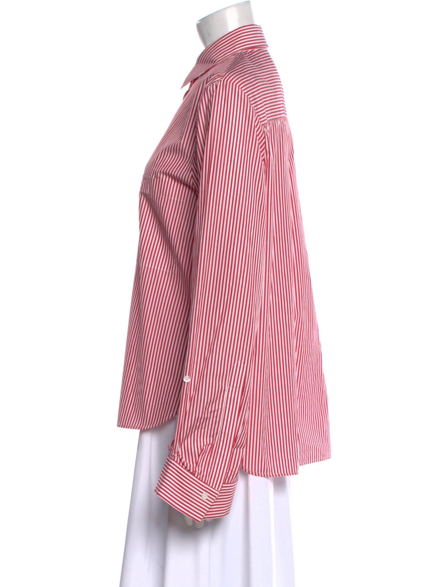 TWP Striped Long Sleeve Button-Up Top