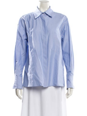 Pre-owned Twp Long Sleeve Button-up Top In Blue
