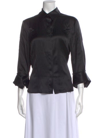 Pre-owned Twp Silk Three-quarter Sleeve Blouse In Black