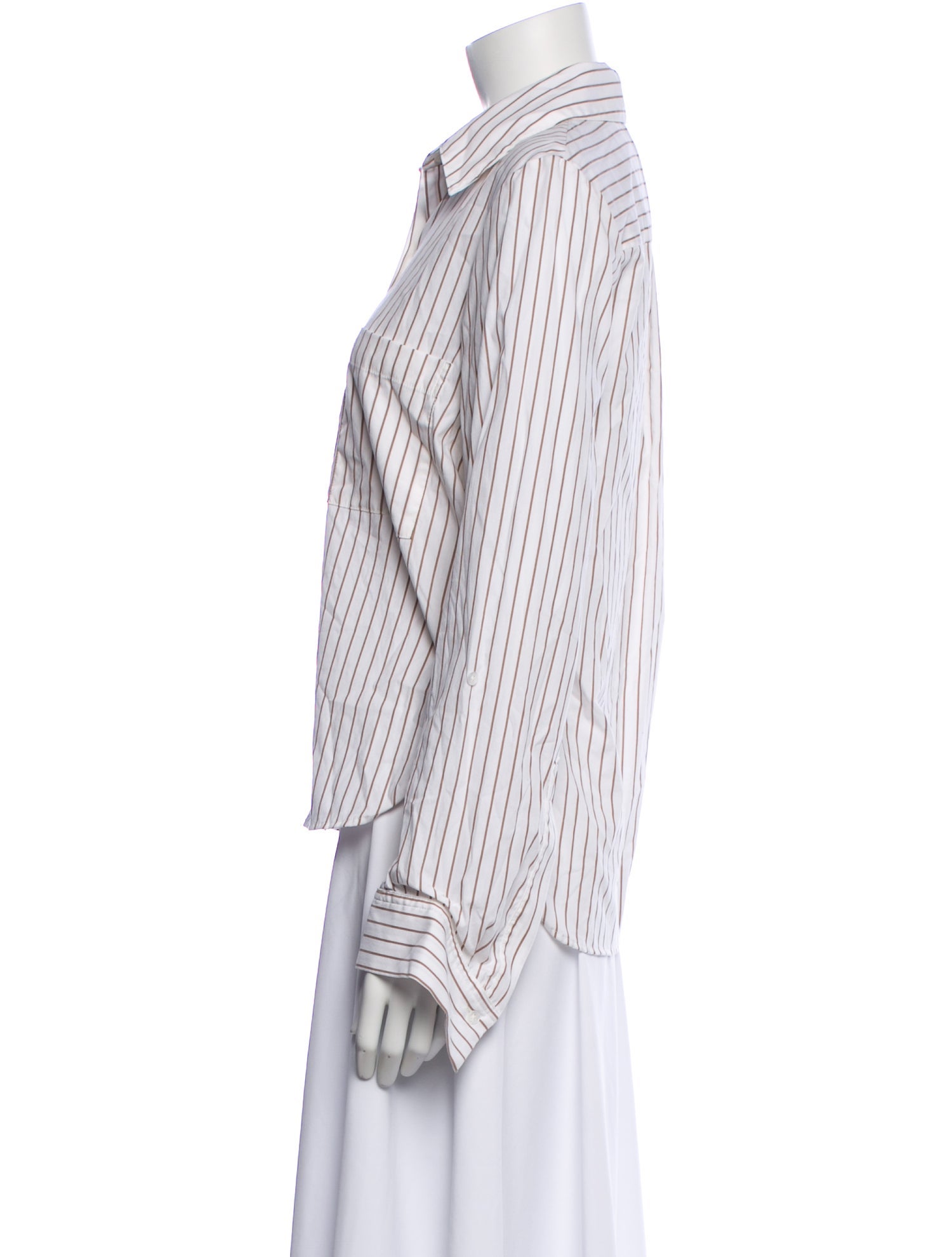 TWP Striped Long Sleeve Button-Up Top