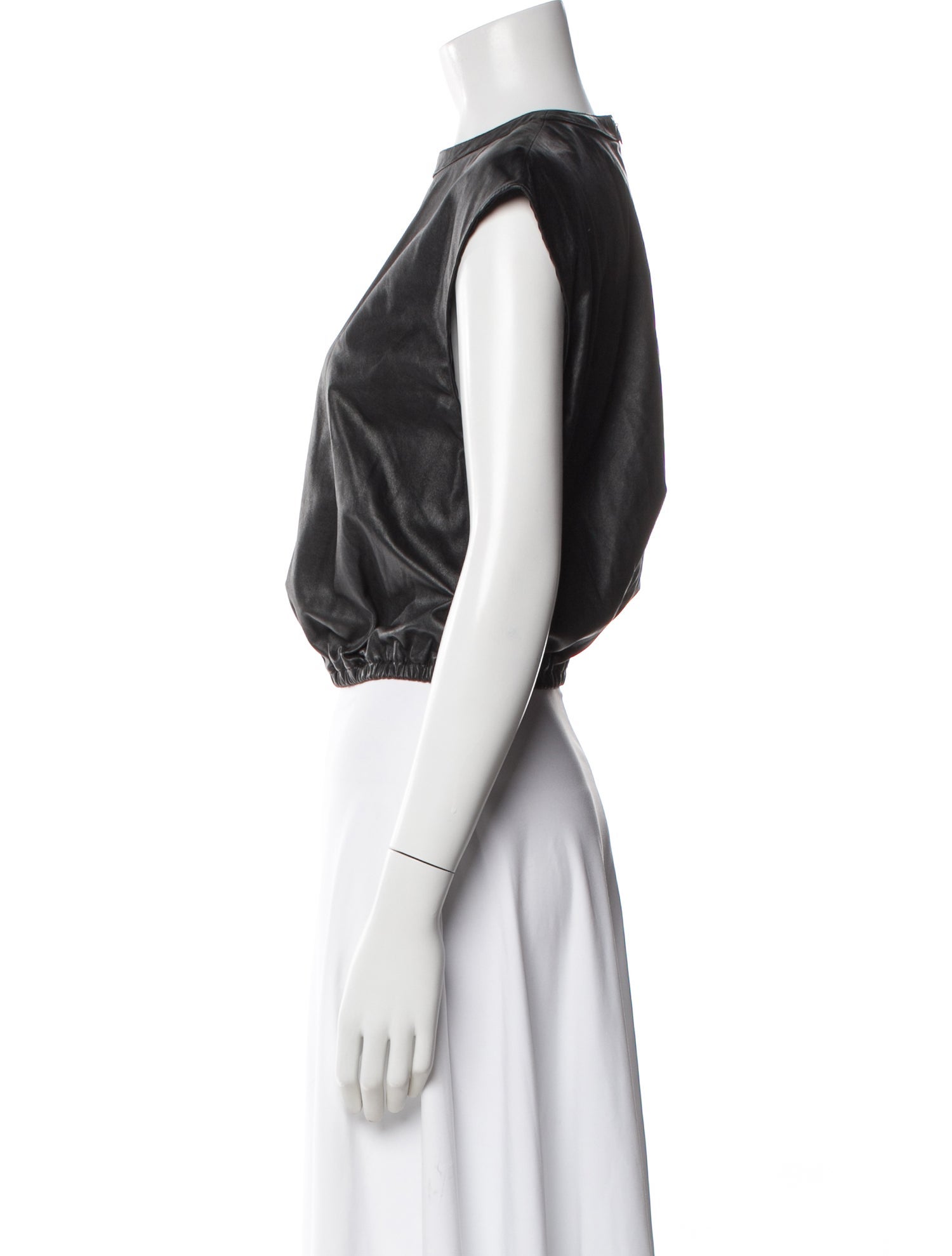 TWP Lamb Leather Crew Neck Crop Top