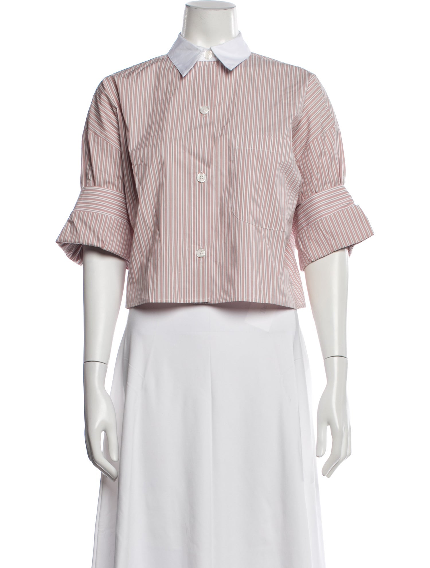 TWP Striped Short Sleeve Button-Up Top w/ Tags