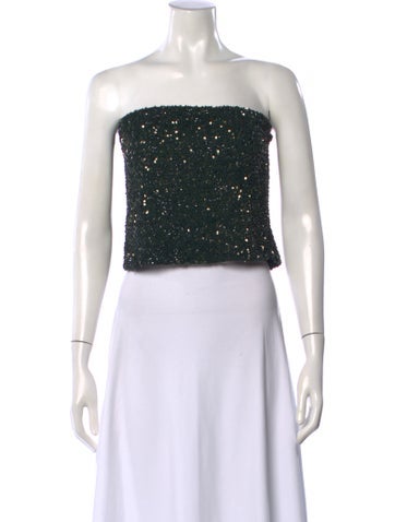Pre-owned Twp Satin Strapless Crop Top In Green