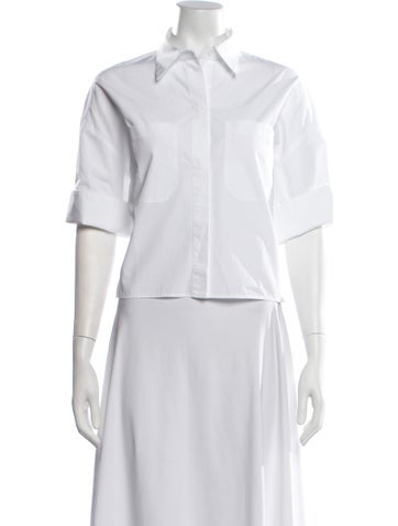 Pre-owned Twp Short Sleeve Button-up Top In White